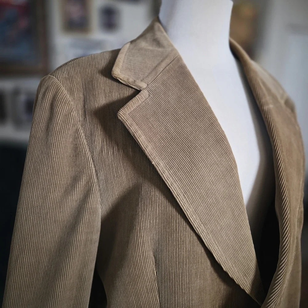 Vintage 70s Mens Tan Corduroy Blazer Jacket Made in Yugoslavia 2 Button Classic‎